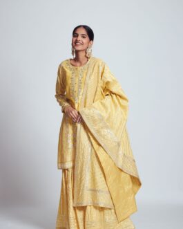 Happy Yellow Chanderi Silk Embroidered Ensemble