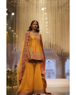 Little Wish Yellow Kurti with Sharara and Dupatta (Set of 3)