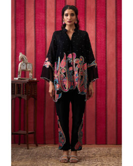 Little Wish Qala Black Paisley Kurta with Pant (Set of 2)