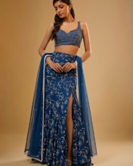 Blue Georgette Mermaid Lehenga