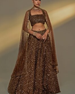 Copper Gold Sequinned Lehenga