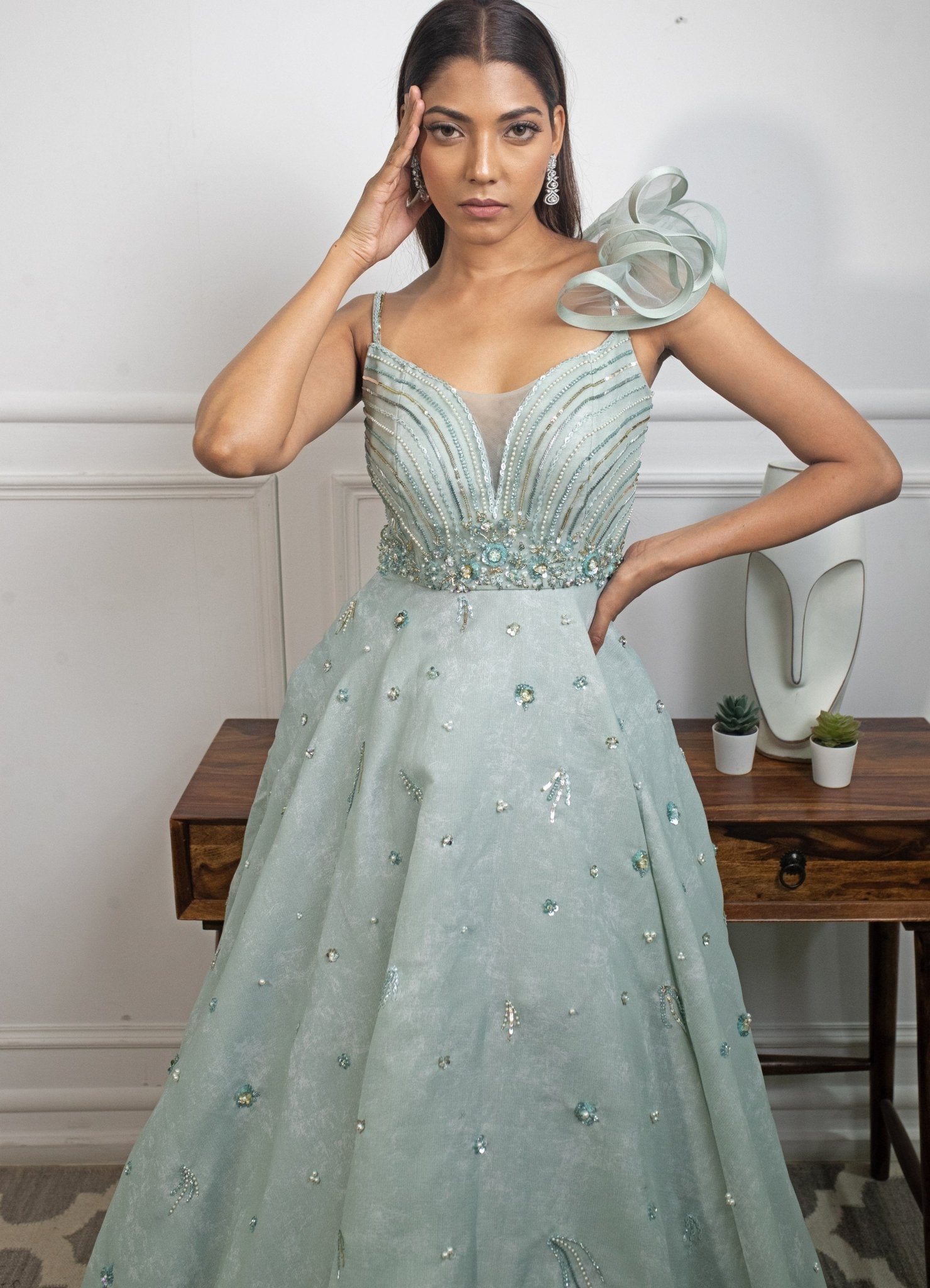 Powder Blue Organza Gown