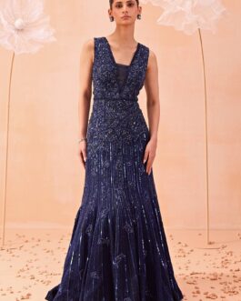 Navy Blue Embellished Gown