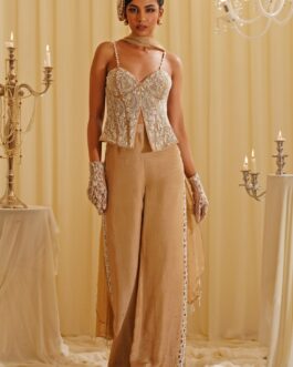 Gold Corset Top And Pants Set