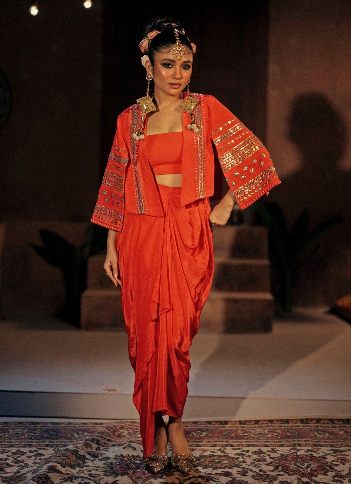 Orange Crepe Silk Jacket
