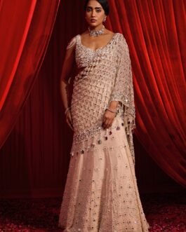 Salmon Pink Georgette Mermaid Lehenga