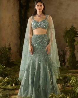 Sea Green Sequinned Mermaid Lehenga