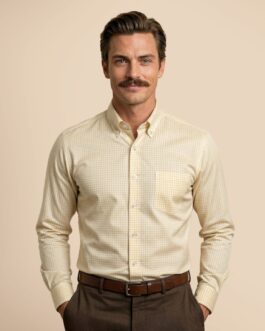 Gingham 2 Ply Check Shirt In Ochre