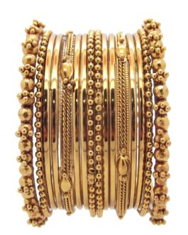 Women Gold Oxidised Traditional 16 Pcs Bangles Set (Gold_100Gm_2.8)