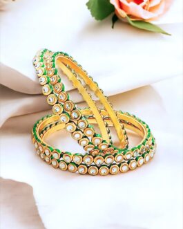 Women Gold Plated Kundan 4Pc Bangles