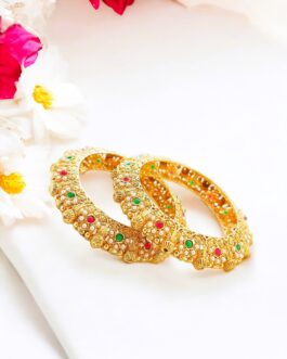 Women Gold Plated Maharani Style 2Pc Bangle Kada