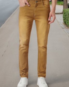 Men's Khaki Slim Fit Washed Jeans Stretchable