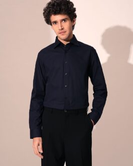 Dark Blue Recycled Cotton Formal Shirt
