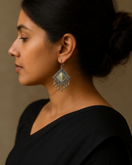 Women Oxidized Silver Mirror Earrings Afghani n Traditional German Silver Earrings