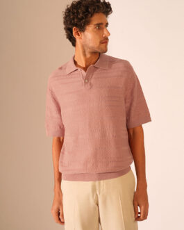 Red Structured Knitted Polo