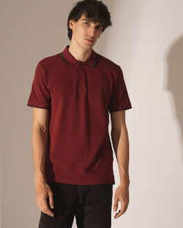 Red Embroidered Organic Cotton Polo