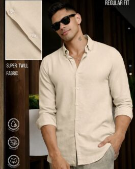 Super Twill Beige Full Sleeve Shirt