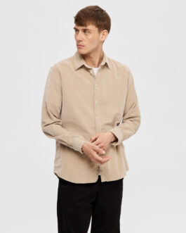 Beige Corduroy Full Sleeves Shirt