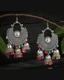 Women Oxydised multicolour Jhumka earrings by Kamal Jo