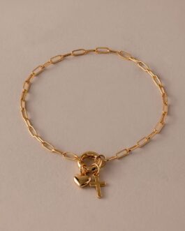 Cross & Heart Charm Bracelet