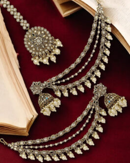 Women Antique Gold Plated Bahubali Mirror Jhumka Earring Set