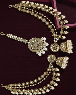 Women Antique Gold Plated Bahubali Mirror Jhumka Earring Set
