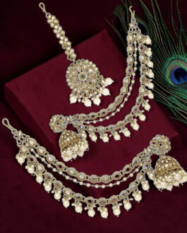 Women Antique Gold Plated Mirror Bahubali Jhumka Earring Set