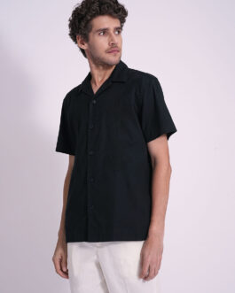 Black Cotton Resort Shirt