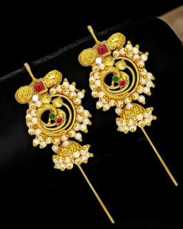 Women Gold Plated Peacock Design Needle Ear Cuff Earrings