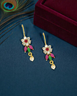 Women Gold Plated Cz Floral Bugadi Earrings