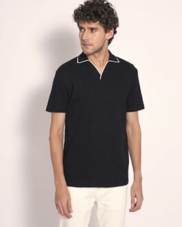 Black Split Neck Polo