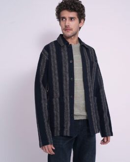 Blue Waffle Striped Overshirt