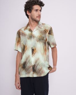 Beige Printed Organic Cotton Shirt