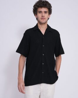 Black Organic Cotton Jacquard Shirt