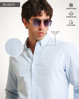 Stripes Light Blue Full Sleeve Shirt