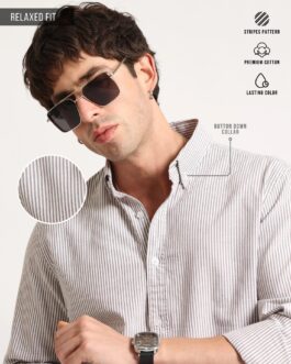 Stripes Brown Full Sleeve Shirt
