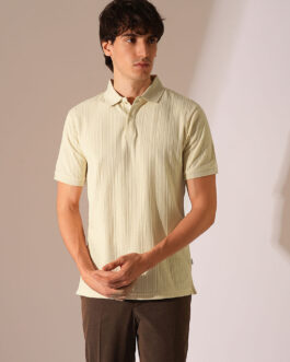 Beige Jacquard Organic Cotton Polo