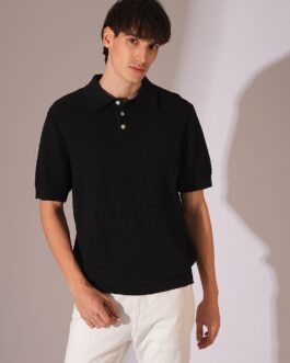 Black Organic Cotton Structured Polo