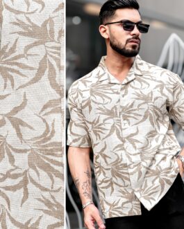 Quad Leaf Light Brown Half Sleeve Shirt
