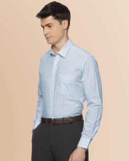 Skyline Stripe Full Sleeves Shirt In Sky Blue