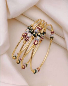 Women Multi-Colour Beaded Gold-Tone Bangles ? Set Of 4
