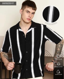 Miami Stripe Black Shirt