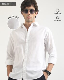 Cotton Linen White Full Sleeve Shirt