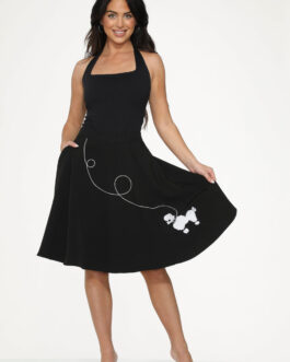 Black Embroidered Poodle Skirt