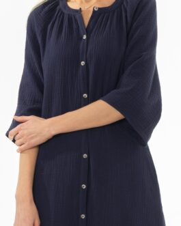 Navy Gauze Flare Sleeve Maxi Dress