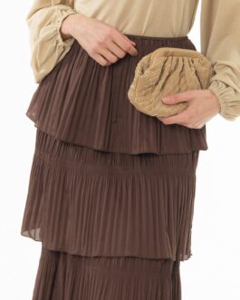 Brown Ruffle Maxi Skirt