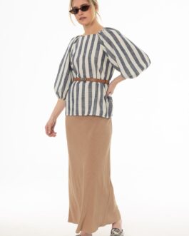 Tan Linen Feel Slip Skirt