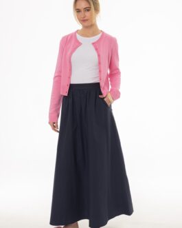 Navy Elastic Cotton Maxi Skirt