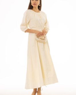 Yellow Side Tie Cotton Maxi Dress