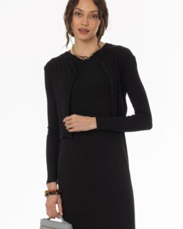 Black Ribbed Cardigan